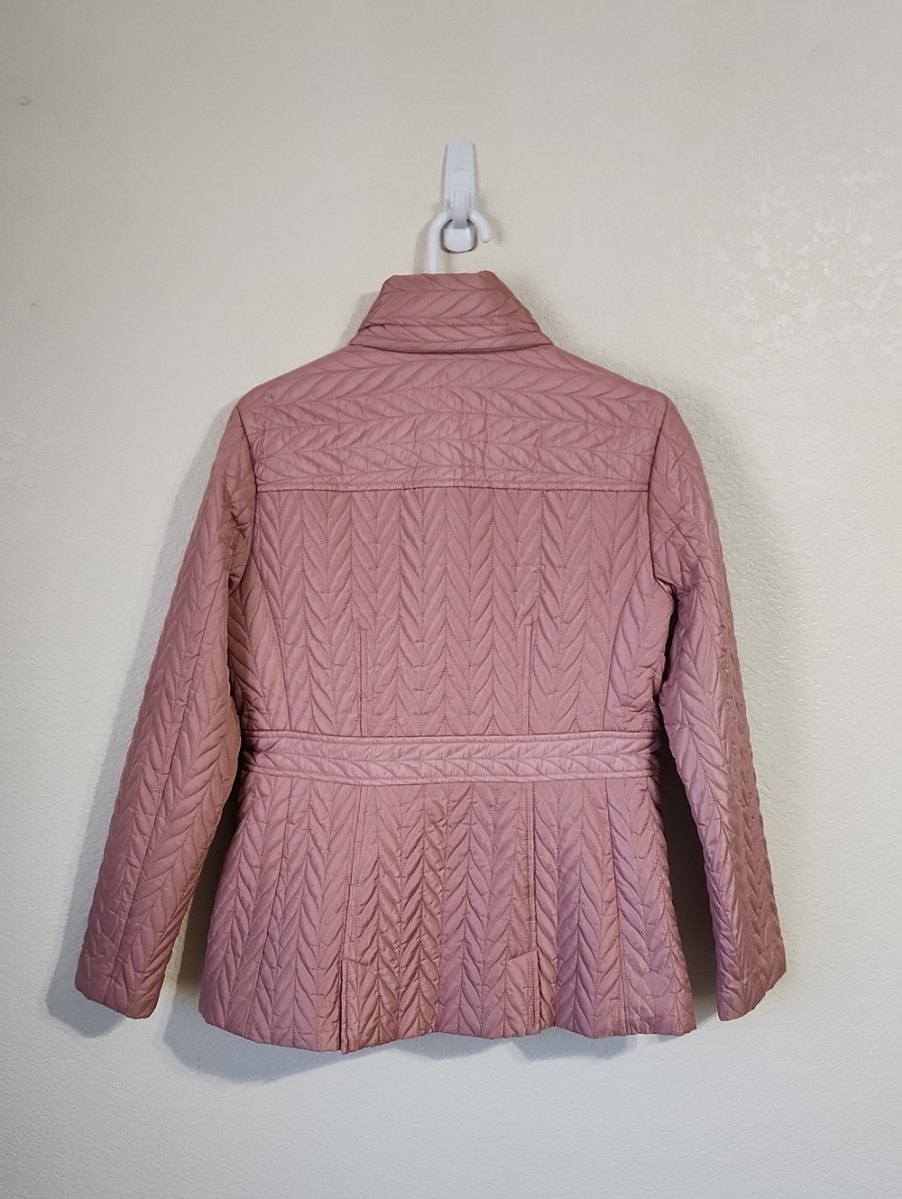 Kate Spade Chevron Quilted Full Zip Hooded Jacket Dusty Rose Size Medium - Picture 4 of 12